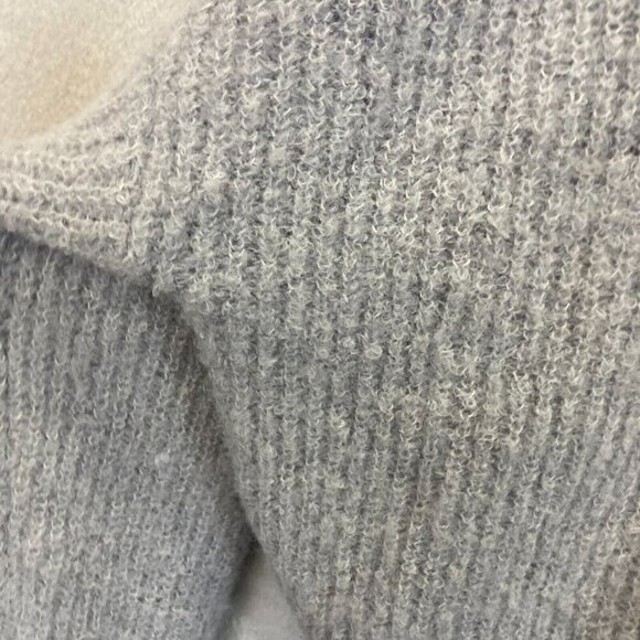 525 Slouchy Cropped Turtleneck Sweater Womens XL Gray Knit Fuzzy Oversized Beach - Picture 9 of 12